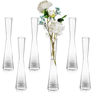 LuxusKollektion Tischvase Blumenvase Glas Set Tulpenvase Tischdeko Pampasgras Hochzeit 6 24.5cm beige