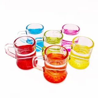 Carlso 24er-Set bunte Schnapsgläser mit Henkel, Shotgläser 2-3cl für Partys, Likörgläser, Aperitif-Gläser, vielseitig einsetzbar – Dessertgläser, ideal für Ramazzotti & Jägermeister (bunt)