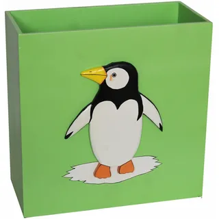 Naturesco Süße farbenfrohe Stiftebox "Pinguin" aus Holz - echte Handarbeit