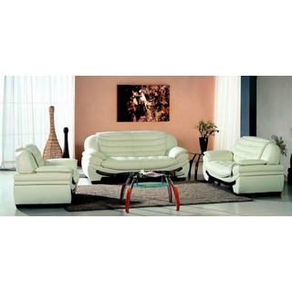 JVmoebel Sofa »Klassische Set Garnitur 3+2 Sitzer Ledersofa Sofa Couch Polster Sitz Garnituren« weiß