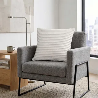 Casa Colori Kuschelige Cord-Kissen 60x60 cm – Plüschig, Waschbar (60°C), Reißverschluss – Farben: Anthrazit, Offwhite, Taupe, Silber Grau