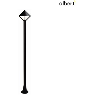 Albert Mastleuchte 1-flammig Typ Nr. 2032, Höhe 180cm, IP44, E27 QA55 max. 57W, Alu-Guss / Opalglas, Schwarz ALB-662032