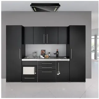 Stengel Küchenzeile 300 cm Küchenblock mit Elektrogeräten, Exklusive Metallküche, Luxuriöses Design, langlebige Materialien, top Komfort. schwarz