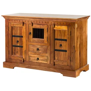 Massivmoebel24 Kommode Akazie 130 x 50 x 85 cm Honig Lackiert / Braun