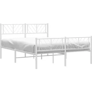 vidaXL Bettgestell mit Kopf- und Fußteil Metall Weiß 180x200 cm
