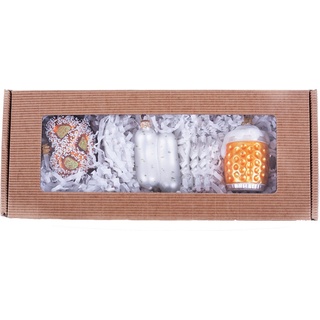 IMPULS Christbaumschmuck, Christbaumschmuck Glas Bayrisches Frühstück 8cm, 3er Set bunt