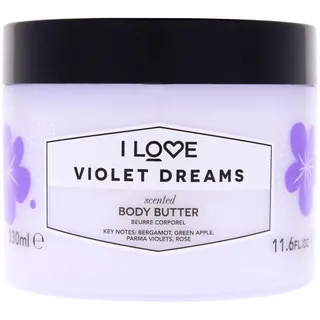 I Love Violet Dreams Scented Body Butter, Packed With Shea Butter & Coconut Oil to Regenerate & Nourish the Skin, 85% Naturally Derived Ingredients, Vegan-Friendly - 330ml