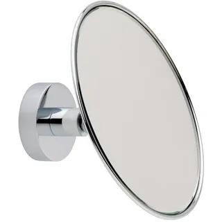 tesa Kosmetikspiegel VISIOON mit 3-facher Vergrößerung - runder Schminkspiegel für die Wandmontage - Befestigung ohne Bohren auf Fliesen, Metall und weiteren Untergründen - Durchmesser 14 cm, Silber