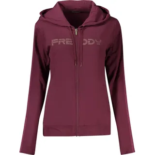 Lila Damen-Hoodie mit Strass & Reißverschluss – Gefüttert & Stylisch - Violett - XXL