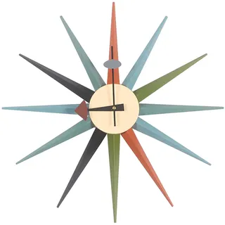 TRFAN Wanduhren, Moderne N-Elson Sunburst-Uhr, Mehrfarbig, Holz, Mid-Century-Retro-Design, leise Quarz-Wanduhr, dekorativ für Zuhause/Wohnzimmer/Büro/Schlafzimmer (Color : Multicolor) Decoration