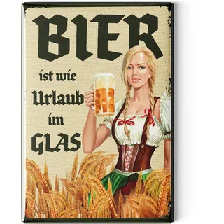 LANOLU Kühlschrankmagnete lustig- Bier ist wie Urlaub im Glas- Geschenke für Bierliebhaber- lustige Magnete mit Sprüchen und witzigen Motiven 8x5,5cm