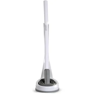 winwinCLEAN® WC-Cleaner I Toilettenbürste, Klobürste mit antibakteriellem Bürstenkopf I Tropffreie WC Bürste für effektive Reinigung bis unter den Rand | inkl. WC Bürstengarnitur | Weiß/Grau
