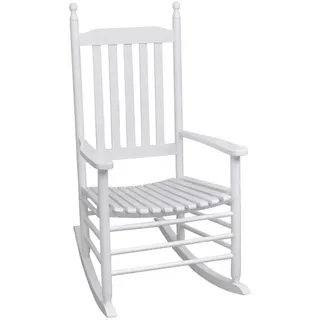 vidaXL Schaukelstuhl mit Gebogener Sitzfläche 63,2 x 100 x 80 cm Weiß mit Kissen