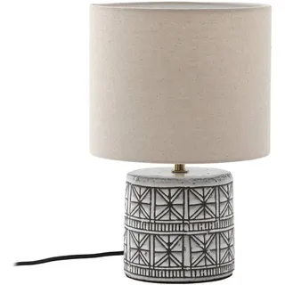 Lucande Tischlampe Thalorin (Skandinavisch) in Weiß aus Keramik (1 flammig, E27) - Textil Tischleuchte Schreibtischlampe Nachttischlampe Wohnzimmerleuchte