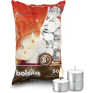 Teelichter weiß 50er Packung Brenndauer 8 Stunden