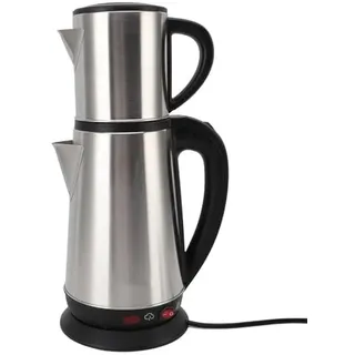 Cintemani Türkische Teekanne Set für Kocher, Edelstahl Doppeltee Maker mit Hitzegriffen Elektrische Türkische Tee Maker Tea Machine für Küche (EU Stecker 220 V)