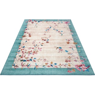 Designteppich Gloriosa, freundin Home Collection, rechteckig, Höhe: 7 mm, Vintage Design, Orient Optik, Florales Muster, Kurzflor, Wohnzimmer beige 80 cm x 150 cm x 7 mm