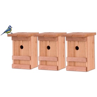 BigDean Vogelhaus 3x Meisen Meisennistkasten Vogelhaus Vogelhäußchen Massivholz Vogelhaus 25 x 14,5 x 12 cm Einflugloch 28mm