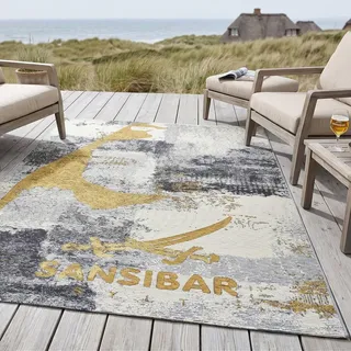 Sansibar Rantum Beach SA-028 Outdoor-Teppich 130 x 190 cm Grau/Mehrfarbig