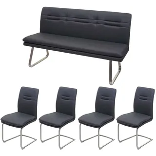 Mendler Esszimmer-Set HWC-H70, Esszimmergruppe Sitzgruppe Esszimmergarnitur, Stoff/Textil ~ dunkelgrau 160cm