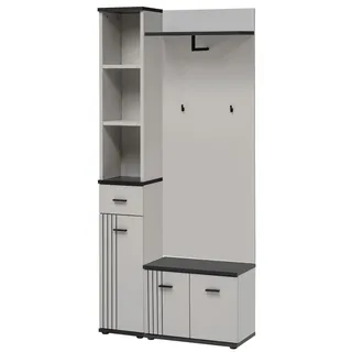 GARDEROBEN-SET 3-teilig Kaschmir, schwarz, Flurgarderobe 90 cm mit Stauraum