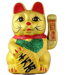 Superfreak Glückskatze - Maneki-Neko - Winkekatze aus Keramik - 22 cm - Gold