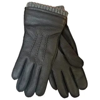 Kaiser Naturfellprodukte Leder-Fingerhandschuhe in Schwarz - 7,5