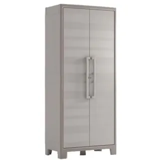 Keter Gulliver Kunststoffschrank / Besenschrank, Utility, beige, 80 x 44 x 182 cm, inkl. Einlegeböden, für drinnen und draußen geeignet, UV- und wasserbeständig (IPX3)