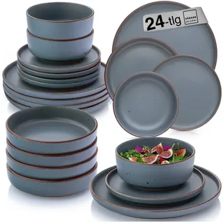 sänger Bombay Geschirrset 24 teilig Steingut Graphit 6er Set