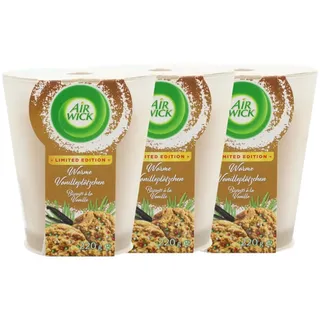 Air Wick Duftkerze 3x Air Wick Wohlfühl Duftkerze Warme Vanilleplätzchen im Glas je 220g