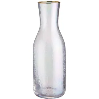 BUTLERS Glaskaraffe mit Goldrand Transparent 1,2 l - SMERALDA - Wasserbehälter mit Perlmuttglanz | Krug für Wasser und kalte Getränke