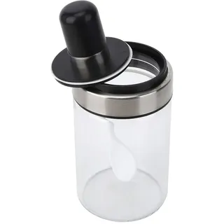 Transparente Gläser für Gewürze, Zuckerdose mit Deckel und Löffel, Salzstreuer für Küche, Café, Gewürze zur Aufbewahrung von Sesam, Öl, Mehl, 6,5 x 14,7 cm