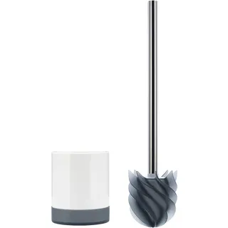 LOOMAID Silikon WC-Bürste mit Lotuseffekt – Made in Germany – Klobürste, Toilettenbürste mit Anti Rutsch Halter (Grau)