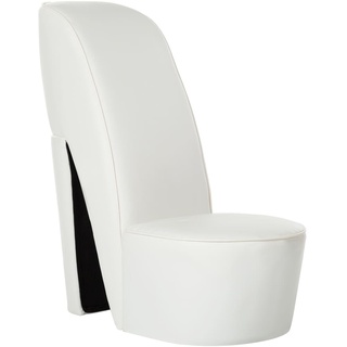 vidaXL Schuhsessel High Heel Design Sessel Stuhl Polstersessel Wohnzimmersessel Loungesessel Relaxsessel Hocker Sitzhocker Weiß Kunstleder