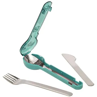 moses. Besteckset to go, Reisebesteck aus Edelstahl, Outdoor & Camping Besteck-Set mit Aufbewahrungsbox, spülmaschinengeeignet, Türkis