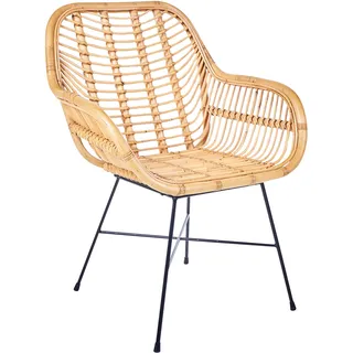 Beliani Rattanstuhl Rattan schwarz