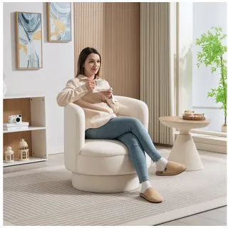 Homcom Relaxsessel Polyester 74 x 74 x 74 cm Cremeweiß ergonomisch