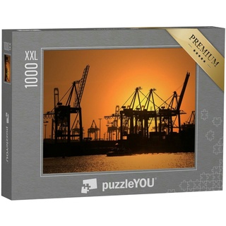 puzzleYOU Puzzle Hafenkräne am Containertermina, Hamburger Hafen, 1000 Puzzleteile, puzzleYOU-Kollektionen Hafen
