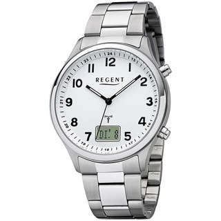 Regent Metall Herren Uhr FR-275 Analog-Digital Armbanduhr silber Funkuhr D2URBA444