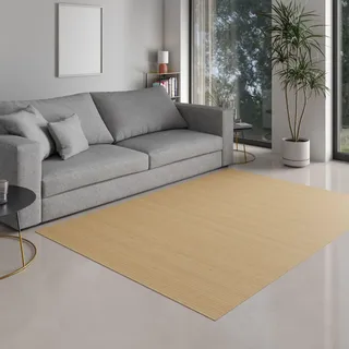 DE-COmmerce Bambusteppich Massive Pure, 200x300 cm, 17mm gehärtete Stege, massiver Teppich ohne Bordüre, Bambusmatte