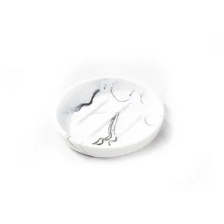 MYLERCT Seifenablage Waschbecken, Rund Seifenschalen,11,5 x 10 cm, Marmor | Harz Seifenablage Dusche,mit Anti-Rutsch-Aufklebern Wasserdicht & Kratzfest, Leicht zu Reinigen, Auch für Schmuck