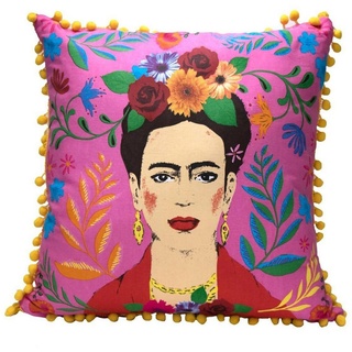 Talking Tables Dekokissen Frida Kahlo, Boho-Look, Bunt, Troddel rosa