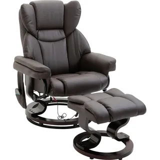 HOMCOM Relaxsessel Massagesessel mit Fußhocker und Liegefunktion, Kunstleder Braun 79x82x101 cm, komfortabel für Entspannung & Wellness   Aosom.de