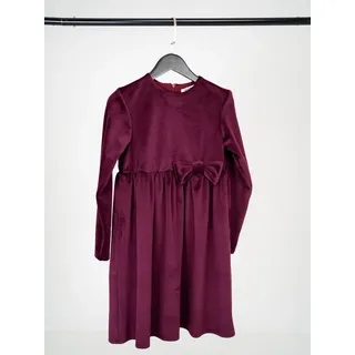 LEMONI Babydollkleid Festliches Velourskleid für Mädchen Reißverschluss hinten rot 128