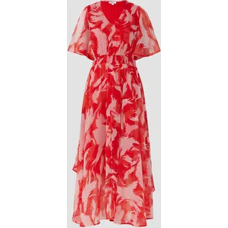 S.Oliver Maxikleid aus Chiffon mit gesmokter Taille preiselbeere 40