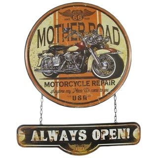Linoows Metallschild Blechschild, Reklameschild, Motorrad Wandschild, Schild Mother Road, Motorcycle Motorrad Wandschild 50x40 cm bunt|weiß