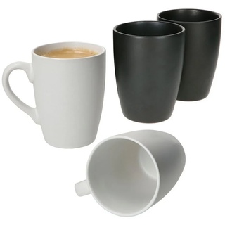 MamboCat Becher 4x Nero Bianco Kaffeebecher Weiß Schwarz 280-300ml mit & ohne Henkel Tasse Mug, Steingut