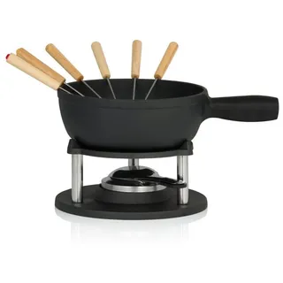 BBQ-Toro Gusseisen Fondue Set für 6 Personen 2 Liter | Fondueset 9 teilig mit Brenner und Gabeln | Fondue-Set, Käsefondue Set, Fleischfondue Set, Schokofondue Set | Fonduetopf, Topf-Set