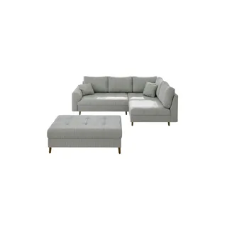 S-STYLE Ecksofa mit Hocker  Maya ¦ grau ¦ Maße (cm): B: 231 H: 81