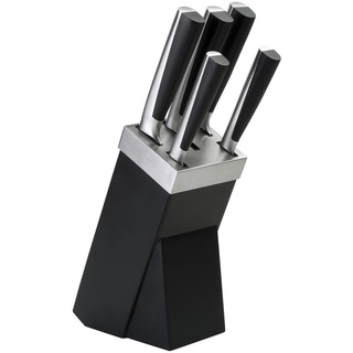 Justinus Messerblock Perfect Cut, Schwarz, Holz, Metall, 6-teilig, 9.5x36x17 cm, Kochen, Küchenmesser, Messersets